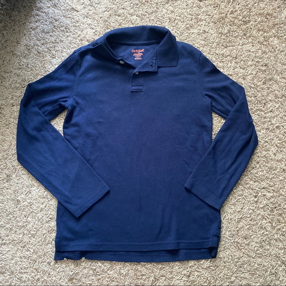 Navy Long Sleeve Collared Polo